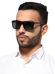 Intellilens | Branded Latest and Stylish Sunglasses | Polarized and 100% UV Protected | Light Weight, Durable, Premium Looks | Men | Green Lenses | Square | Medium