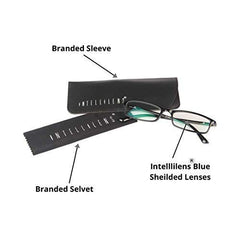 Intellilens Nvision Unisex Power Reading Blue Cut Anti Reflection Full Frame Spectacles Glasses For Mobile Laptop Tablet Computer - ( +1.25, Black )