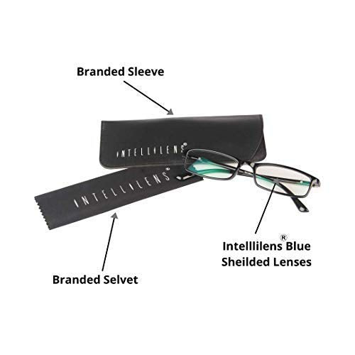 Intellilens Nvision Unisex Power Reading Blue Cut Anti Reflection Full Frame Spectacles Glasses For Mobile Laptop Tablet Computer - (+1.75, Black)