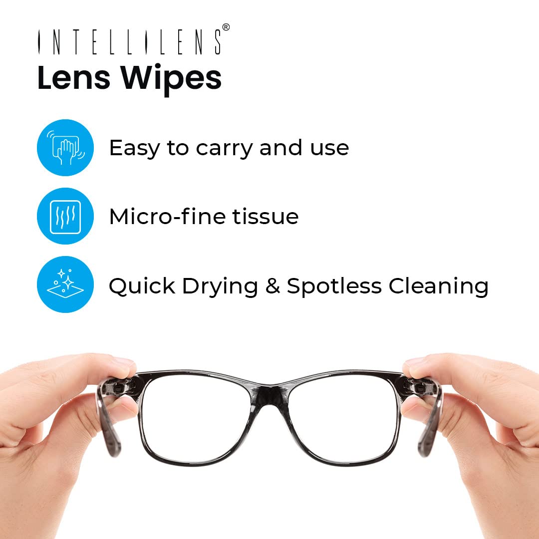 Intellilens Lens Cleaner Wipes (Pack of 60) | Lens Cleaner for Spectacles & All Digital Screens | Fast Drying, Gentle and Scratch Free Cleaning