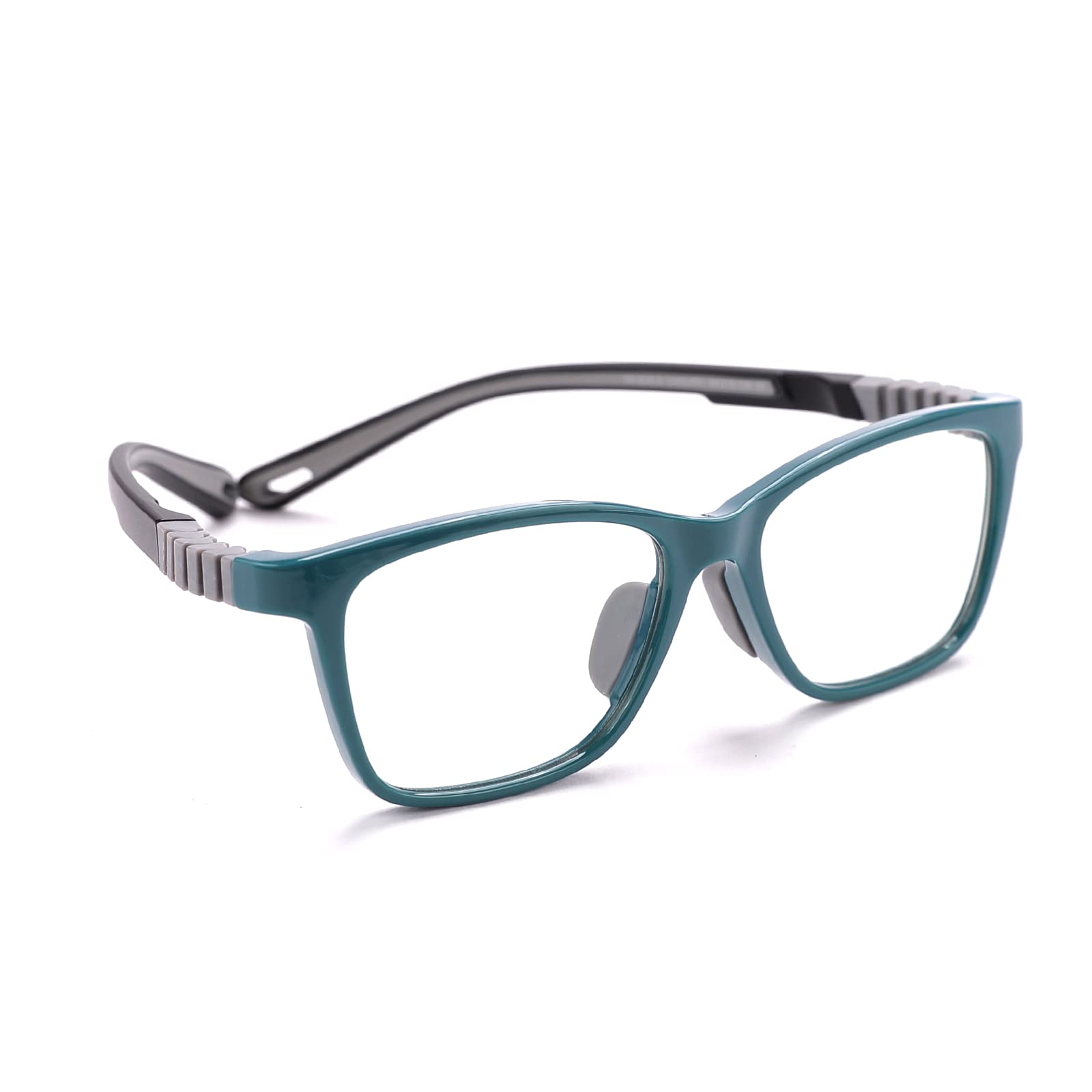 Intellilens Wayfarer Kids Computer Glasses for Eye Protection | Zero Power, Anti Glare & Blue Light Filter Glasses | Blue Cut Lenses for Boys and Girls (Green) (49-15-130)