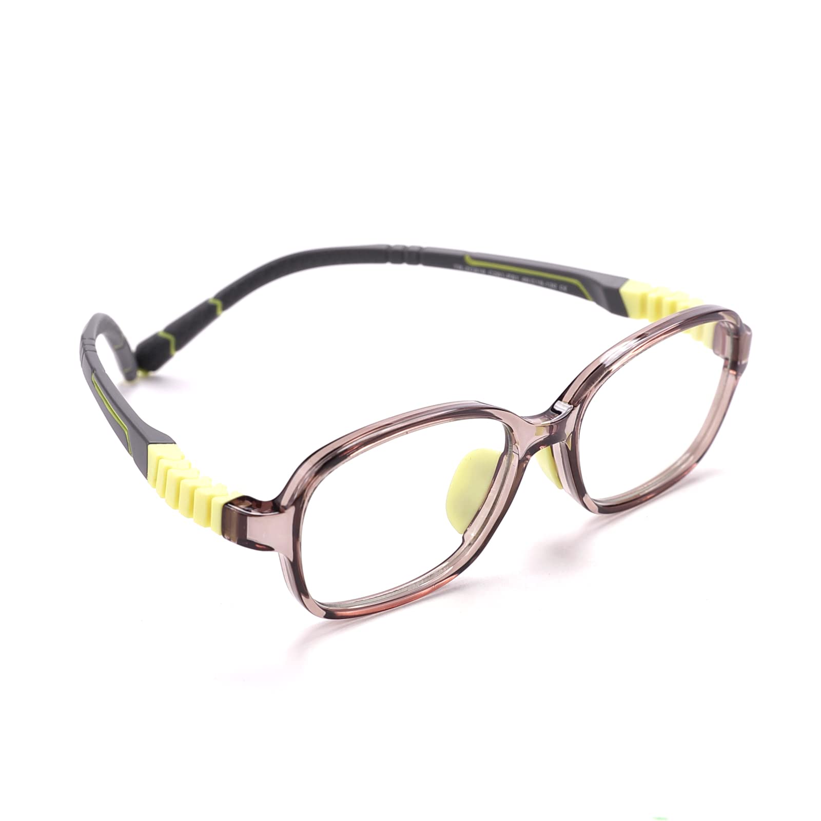Intellilens Squarish Oval Kids Computer Glasses for Eye Protection | Zero Power, Anti Glare & Blue Light Filter Glasses | Blue Cut Lenses for Boys and Girls (Grey) (46-15-130)