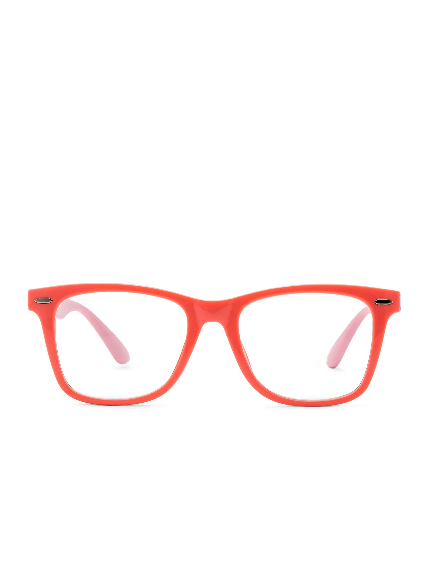 Intellilens Wayfarer Kids Computer Glasses for Eye Protection | Zero Power, Anti Glare & Blue Light Filter Glasses | Blue Cut Lenses for Boys and Girls (Pink) (48-17-130)…