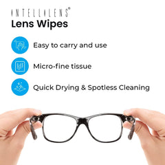 Intellilens® Navigator Blue Cut Computer Glasses for Eye Protection with Lens Cleaner Wipes (Pack of 60) | Zero Power, Anti Glare & Blue Light Filter Glasses | UV Protection Specs for Men & Women