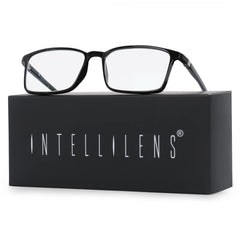 Intellilens Nvision Square Unisex Power Reading Blue Cut Anti Reflection Full Frame Spectacles Glasses For Mobile Laptop Tablet Computer (+2.50, Black)