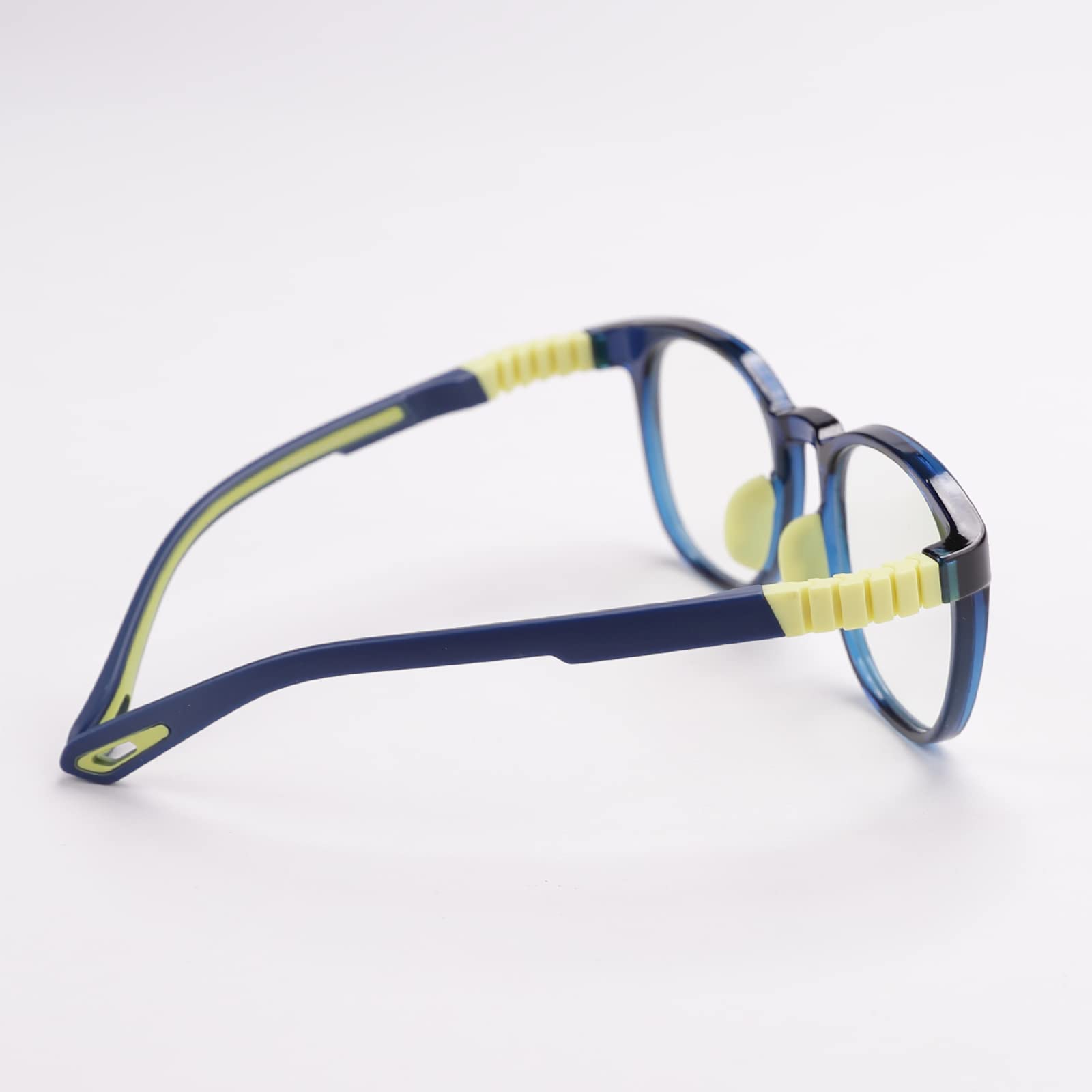 Intellilens Round Kids Computer Glasses for Eye Protection | Zero Power, Anti Glare & Blue Light Filter Glasses | Blue Cut Lenses for Boys and Girls (Navy) (49-19-130)