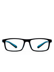 Intellilens Square Kids Computer Glasses for Eye Protection | Zero Power, Anti Glare & Blue Light Filter Glasses | Blue Cut Lenses for Boys and Girls (Black) (49-16-130)
