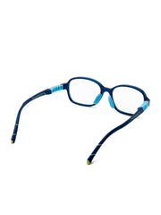 Intellilens Squarish Oval Kids Computer Glasses for Eye Protection with Lens Cleaner Solution for Spectacles | Zero Power, Anti Glare & Blue Light Filter Glasses | (Blue) (46-15-130)