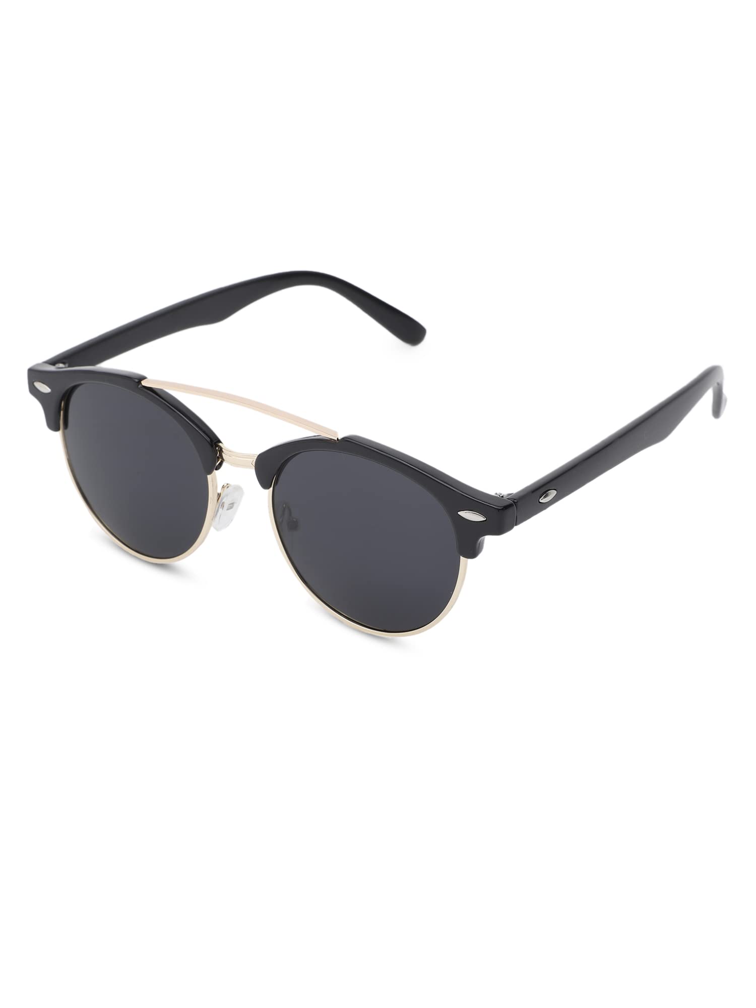 Intellilens Round Sunglasses For Men & Women|UV Protected Goggles for Men & Women (Black & Grey) (52-17-138)