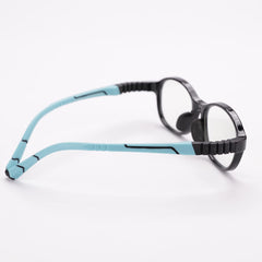 Intellilens Squarish Oval Kids Computer Glasses for Eye Protection | Zero Power, Anti Glare & Blue Light Filter Glasses | Blue Cut Lenses for Boys and Girls (Black) (47-15-130)