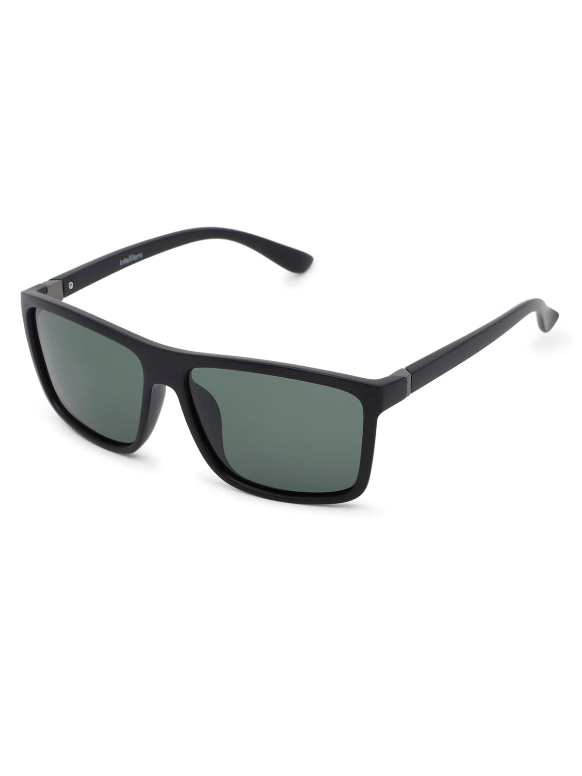 Intellilens Square UV Protected Sunglasses For Men & Women | Goggles for Men & Women (Black & Green) (60-11-145)