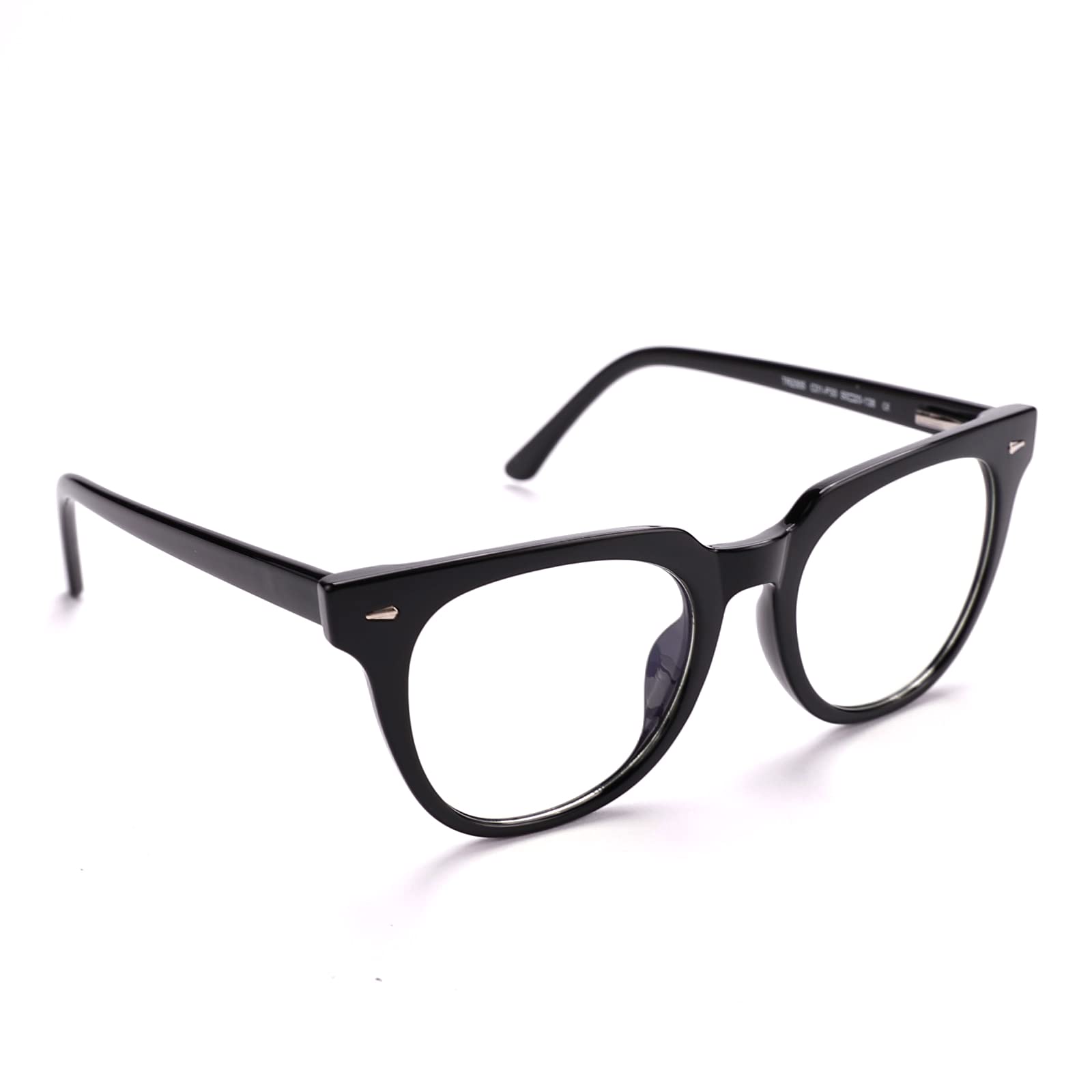 Intellilens Round Blue Cut Computer Glasses for Eye Protection | Zero Power, Anti Glare & Blue Light Filter Glasses | UV Protection Eye Glass for Men & Women (Black) (50-20-138)