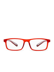 Intellilens Square Kids Computer Glasses for Eye Protection with Lens Cleaner Solution for Spectacles | Zero Power, Anti Glare & Blue Light Filter Glasses | (Red) (49-16-130)
