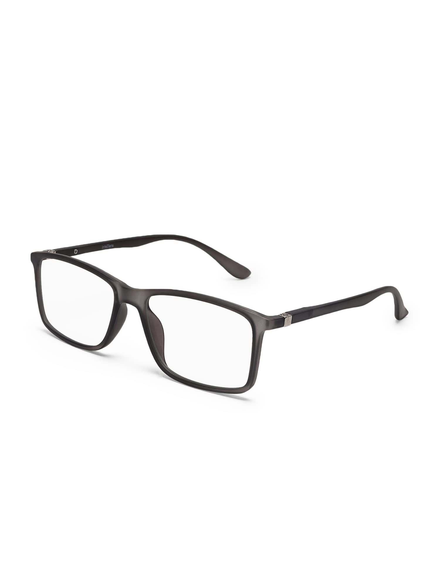 Intellilens Square Blue Cut Computer Glasses for Eye Protection (Grey) | Unisex, UV ProtectionZero Power, Anti Glare & Blue Light Filter Glasses