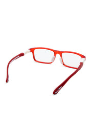 Intellilens Square Kids Computer Glasses for Eye Protection with Lens Cleaner Solution for Spectacles | Zero Power, Anti Glare & Blue Light Filter Glasses | (Red) (49-16-130)