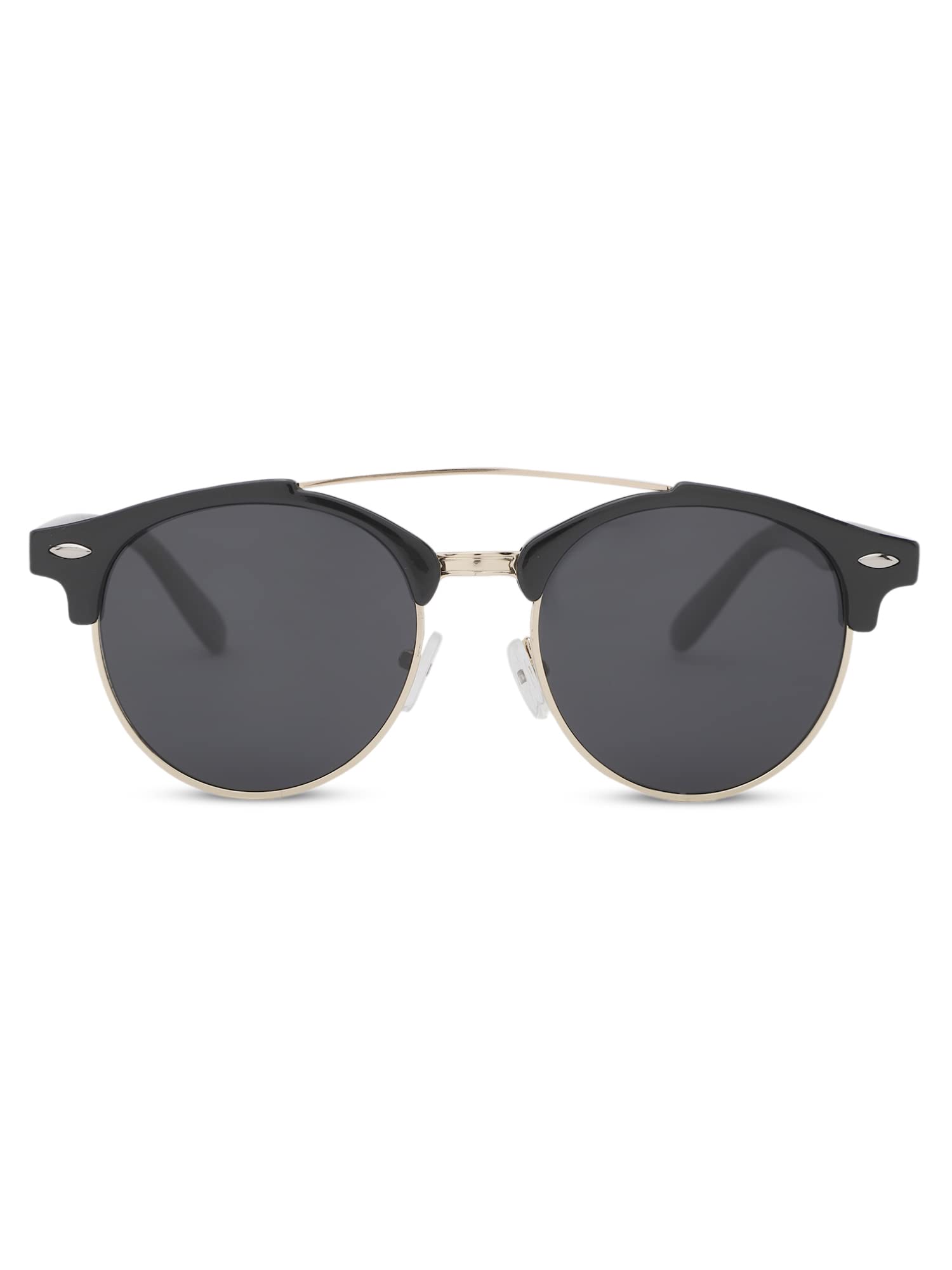 Intellilens Round Sunglasses For Men & Women|Polarized & UV Protected Goggles for Men & Women (Black & Grey) (52-17-138)