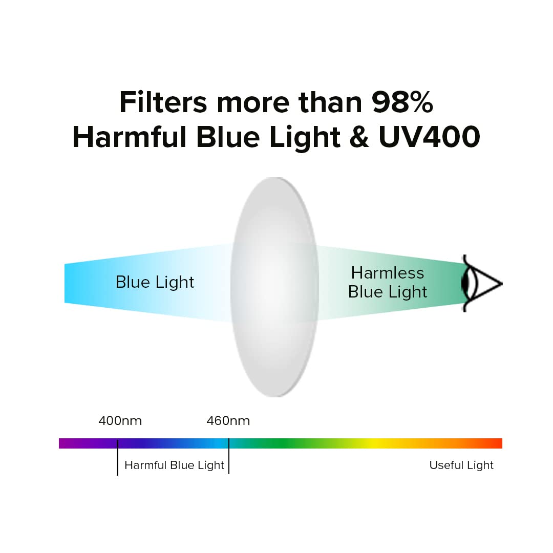 Intellilens Round Blue Cut Computer Glasses for Eye Protection | Zero Power, Anti Glare & Blue Light Filter Glasses | UV Protection Eye Glass for Men & Women (Black) (48-22-140)