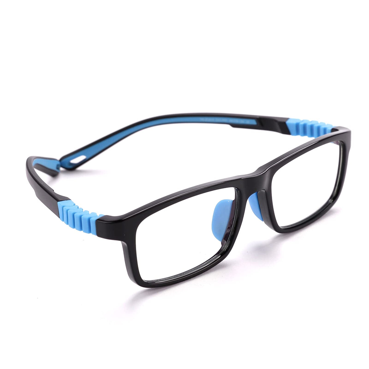 Intellilens Square Kids Computer Glasses for Eye Protection | Zero Power, Anti Glare & Blue Light Filter Glasses | Blue Cut Lenses for Boys and Girls (Black) (49-16-130)