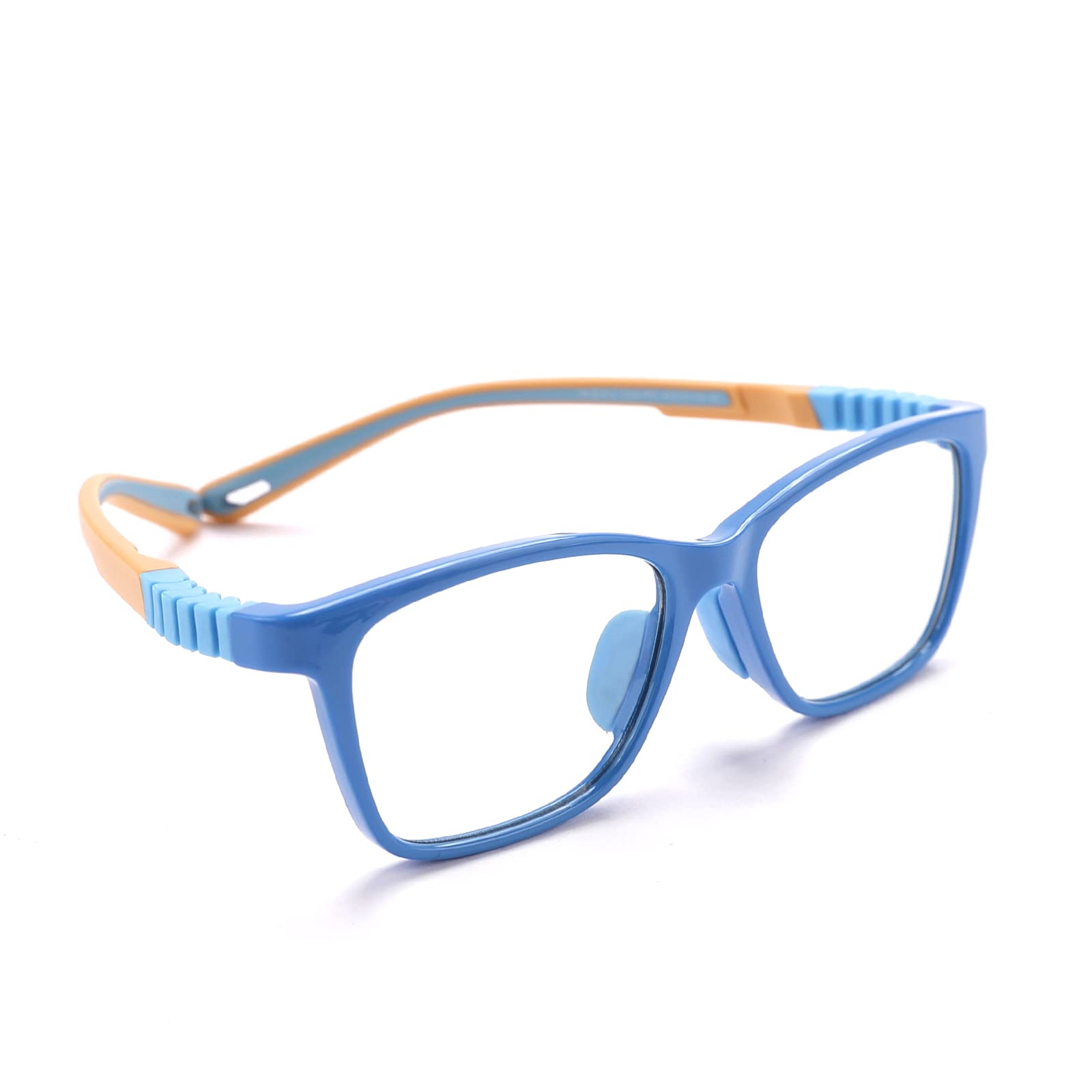 Intellilens Wayfarer Kids Computer Glasses for Eye Protection | Zero Power, Anti Glare & Blue Light Filter Glasses | Blue Cut Lenses for Boys and Girls (Blue) (49-15-130)