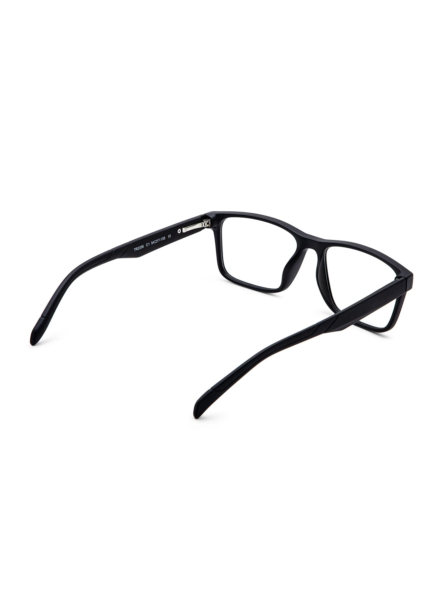 Intellilens Square Blue Cut Computer Glasses for Eye Protection with Lens Cleaner Solution for Spectacles | Zero Power, Anti Glare & Blue Light Filter Glasses | (Matte Black & Black) (54-17-135)