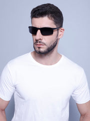 Intellilens Sporty Polarized & UV Protected Sunglasses For Men | Goggles for Men (Black) (64-16-120)