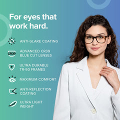 Intellilens Square Blue Cut Computer Glasses for Eye Protection|Zero Power, Anti Glare & Blue Light Filter Glasses|UV Protection Eye Glass for Men & Women (Matte Black) (56-17-140)