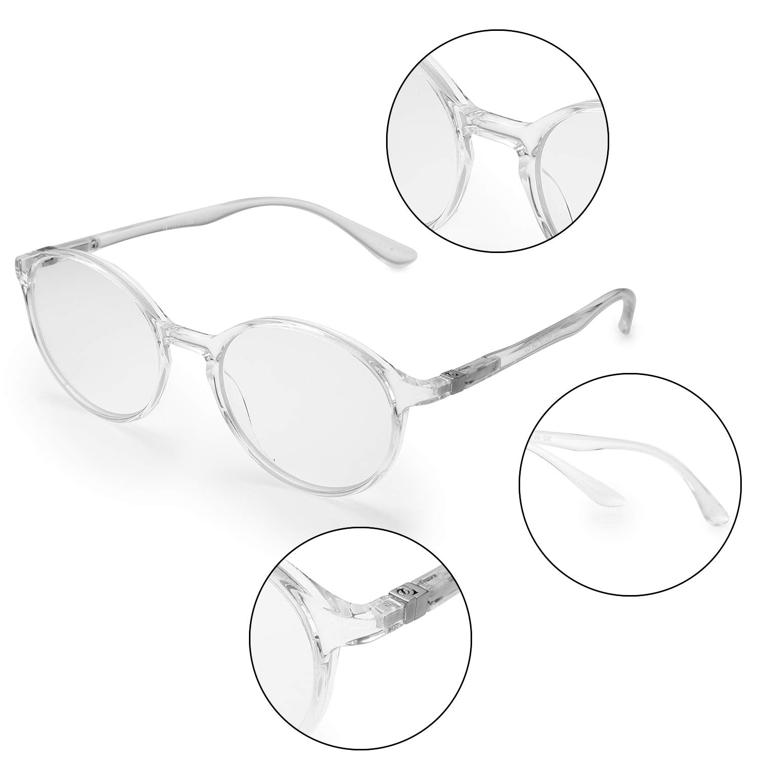Intellilens Round Blue Cut Computer Glasses for Eye Protection | Zero Power, Anti Glare & Blue Light Filter Glasses | UV Protection Specs for Men & Women | TR90 Frames & CR39 Blue Cut Lens