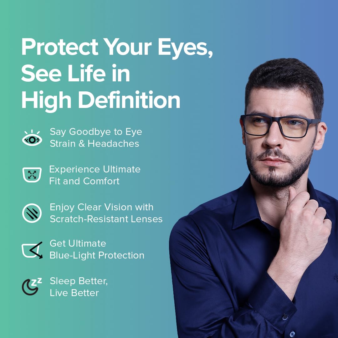 Intellilens Navigator Blue Cut Computer Glasses for Eye Protection | Unisex, UV ProtectionZero Power, Anti Glare & Blue Light Filter Glasses | Pack of 5