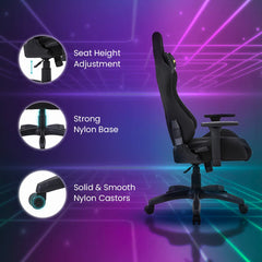 INTERCEPTOR Ergonomic Gaming Chair, Gaming Mat & Gaming GlassesCombo | Premium Fabric, Adjustable Neck & Lumbar Pillow, 3D Adjustable Armrests