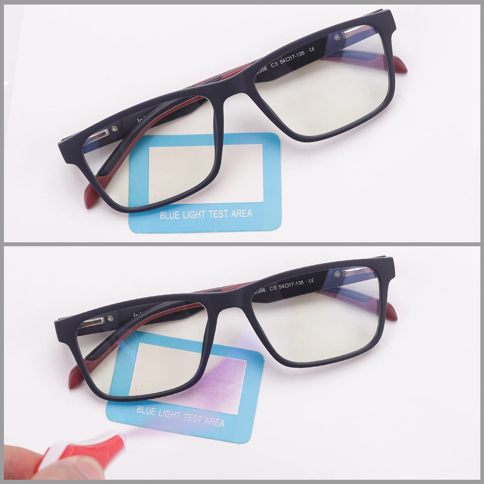 Intellilens Square Blue Cut Computer Glasses for Eye Protection | Zero Power, Anti Glare & Blue Light Filter Glasses | UV Protection Eye Glass for Men & Women (Matte Black & Red) (54-17-135)