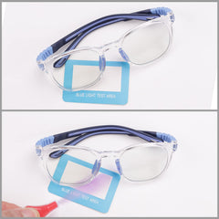 Intellilens Round Kids Computer Glasses for Eye Protection | Zero Power, Anti Glare & Blue Light Filter Glasses | Blue Cut Lenses for Boys and Girls (Transparent) (49-19-130)
