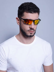 Intellilens | Branded Latest and Stylish Sunglasses | Polarized and 100% UV Protected | Light Weight, Durable, Premium Looks | Men | Golden Lenses | Sport | Large