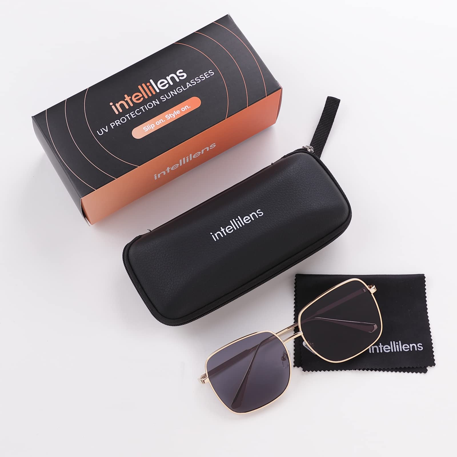 Intellilens Square UV Protection Sunglasses For Men & Women | Goggles for Men & Women (Gold) (59-17-144)