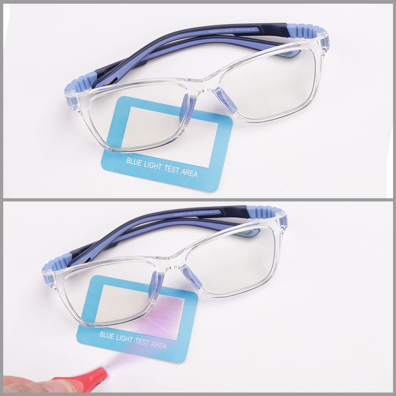 Intellilens Wayfarer Kids Computer Glasses for Eye Protection | Zero Power, Anti Glare & Blue Light Filter Glasses | Blue Cut Lenses for Boys and Girls (Transparent) (49-15-130)