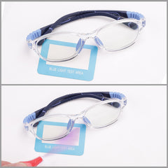 Intellilens Oval Kids Computer Glasses for Eye Protection | Zero Power, Anti Glare & Blue Light Filter Glasses | Blue Cut Lenses for Boys and Girls (Transparent) (47-15-130)