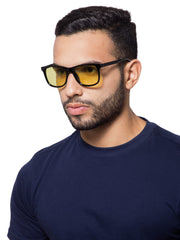 Intellilens | Branded Latest and Stylish Sunglasses | Polarized and 100% UV Protected | Light Weight, Durable, Premium Looks | Men & Women | Yellow Lenses | Square | Medium