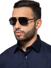 Intellilens Aviator Polarized & UV Protected Sunglasses For Men & Women | Goggles for Men & Women (Black) (65-14-140)