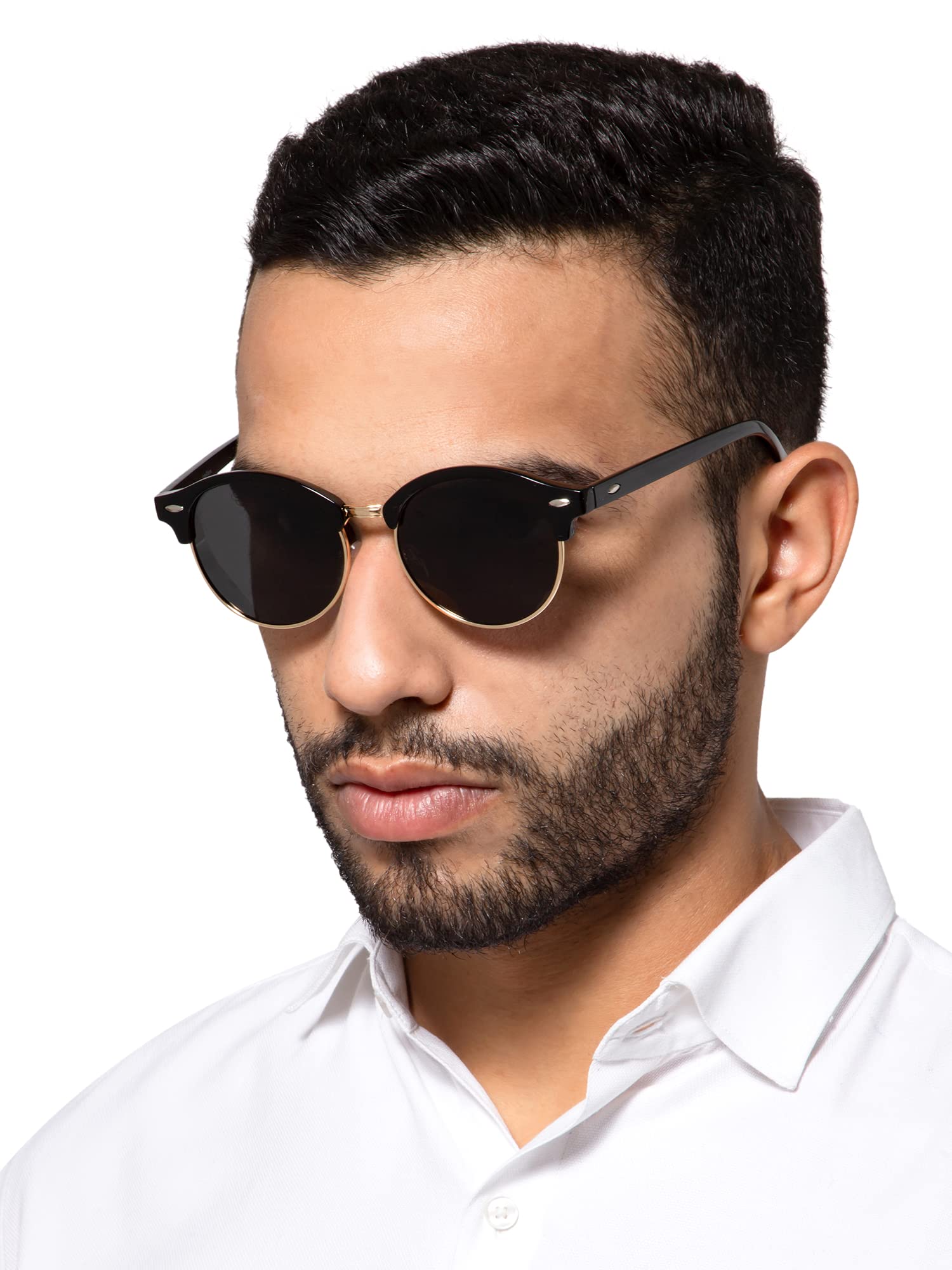 Intellilens Round Sunglasses For Men & Women|UV Protected Goggles for Men & Women (Black) (55-22-140)