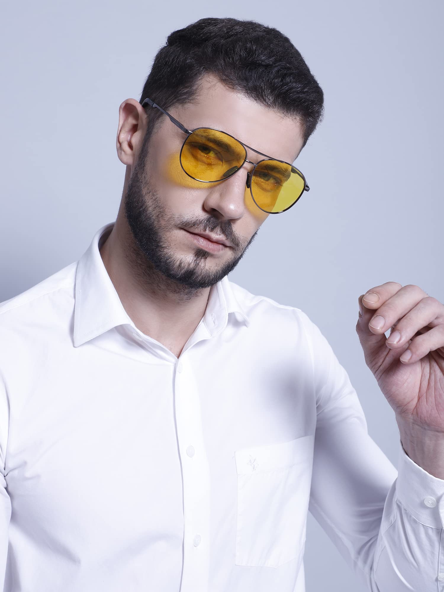 Intellilens | Branded Latest and Stylish Sunglasses | Polarized and 100% UV Protected | Light Weight, Durable, Premium Looks | Men | Yellow Lenses | Aviator | Medium
