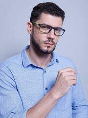 Intellilens Square Blue Cut Computer Glasses for Eye Protection | Zero Power, Anti Glare & Blue Light Filter Glasses | UV Protection Eye Glass for Men & Women (Black & Yellow) (56-17-140)