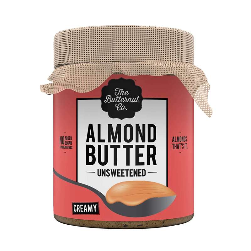 The Butternut Co. Almond Butter Unsweetened, Creamy 200 gm (No Added Sugar, Vegan, High Protein, Keto)